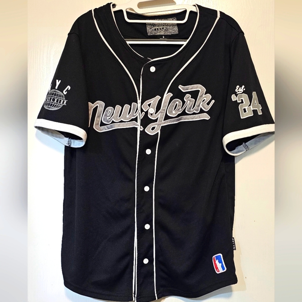 MLB NY New York Black Jersey Sz S